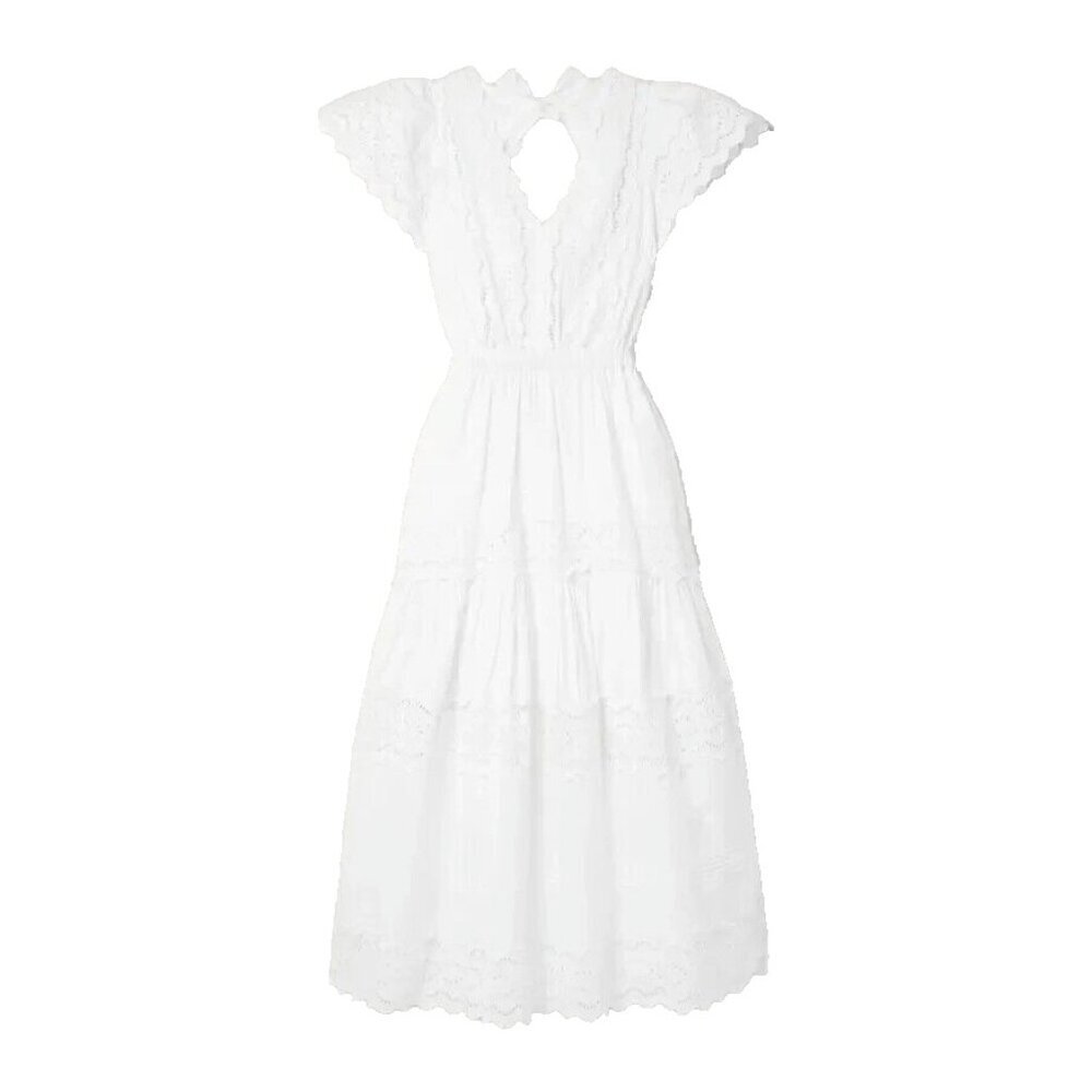 NWT Sea New York Georgina in White Open-back Broderie Anglaise Midi Dress 12